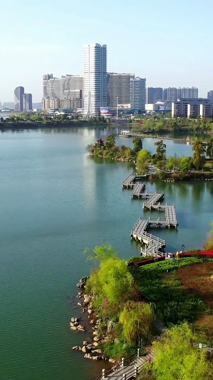 航拍江西九江的八里湖新区,风景太棒了#风景