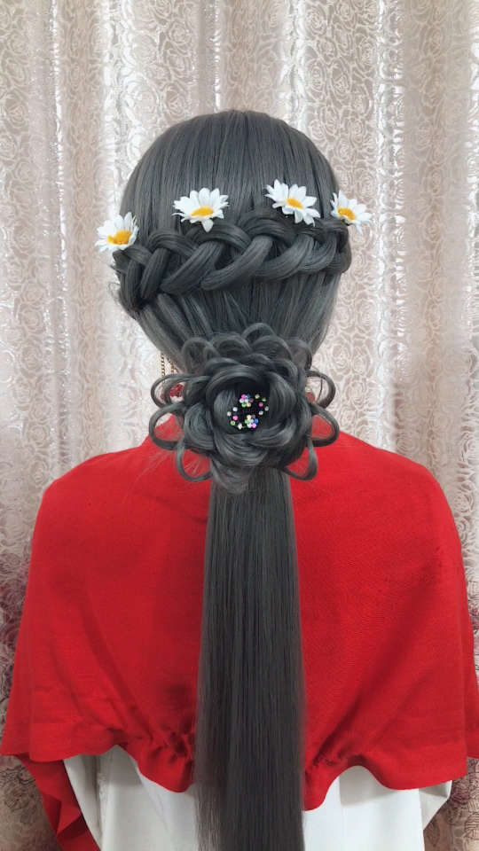 7815低马尾玫瑰花959595喜欢编发盘发的关注我吧6015