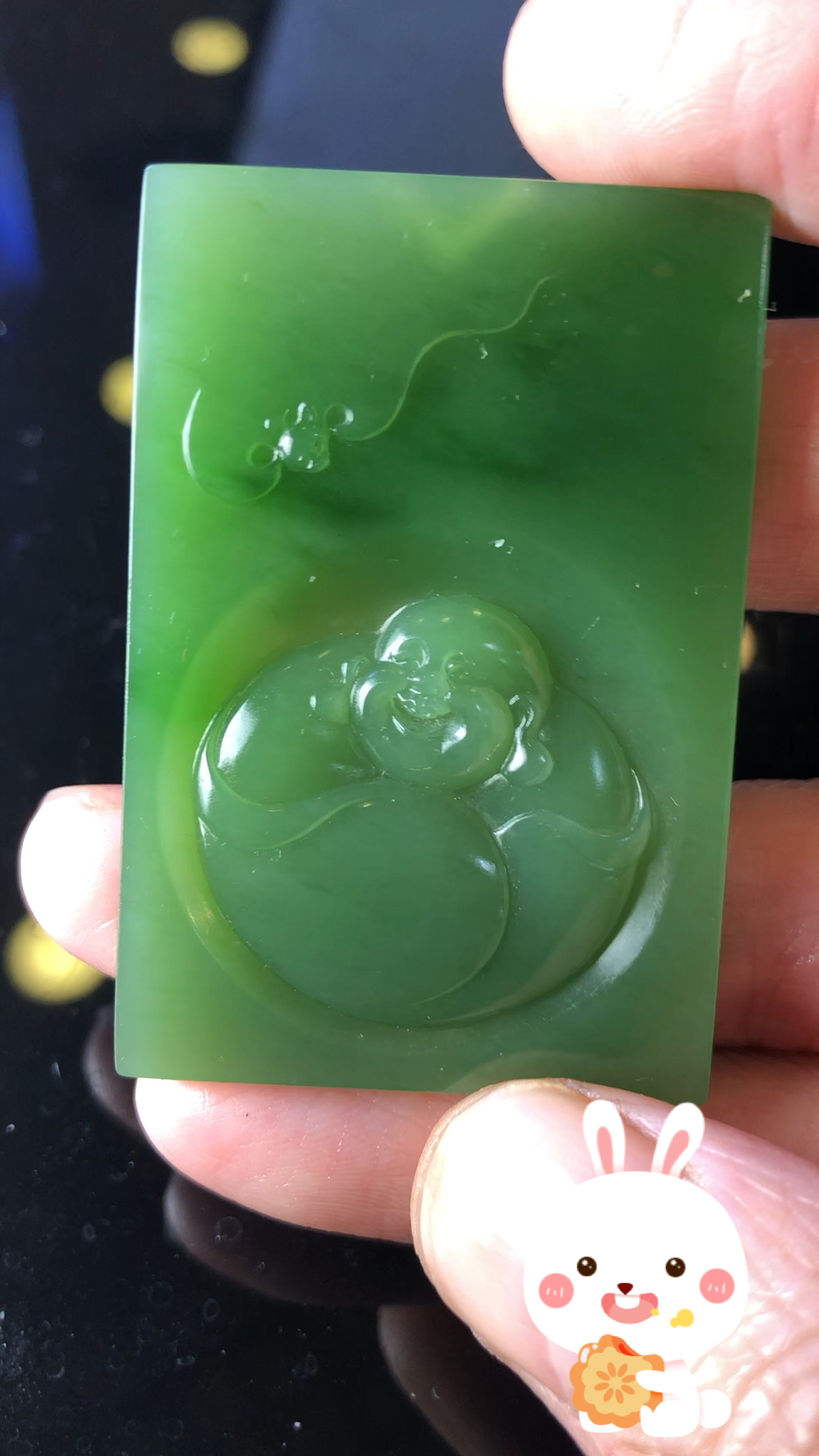 碧玉佛公苏工名家省级玉雕大师叶遂群作品,结缘的来