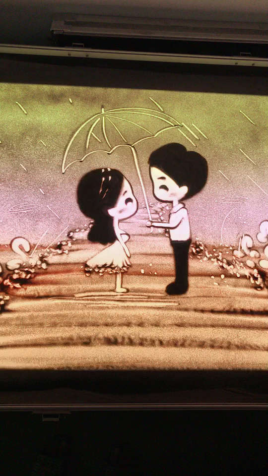 萌萌哒沙画情侣,真人像视频