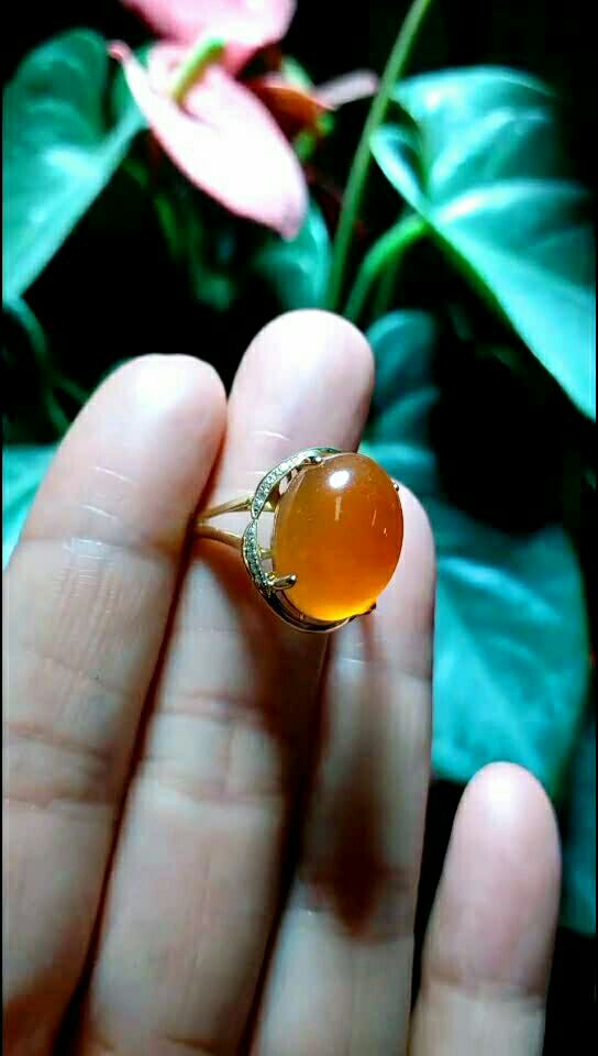 金丝玉宝石光包金戒指95女款.