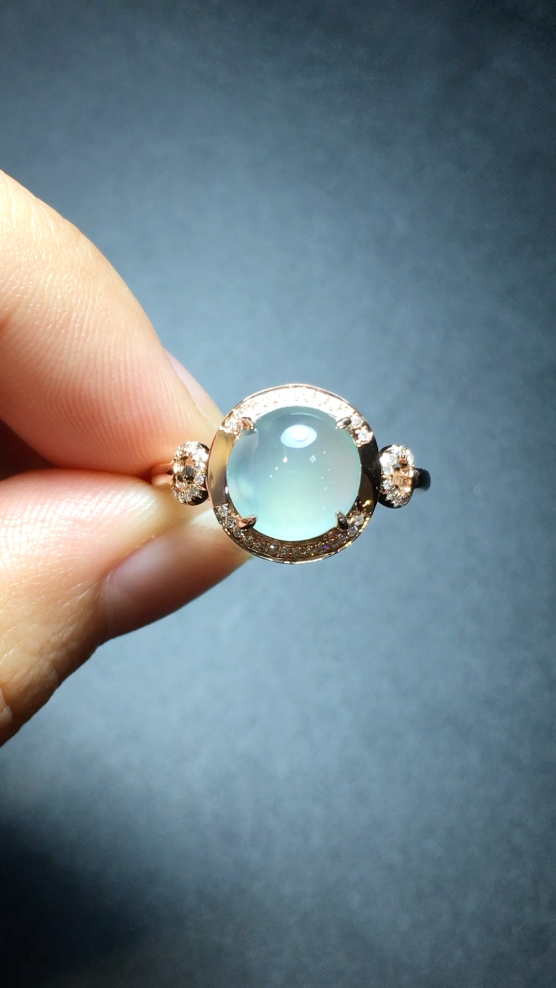 jzc76319-134478翡翠高冰老坑种白冰蛋面戒指78新品超值不议价