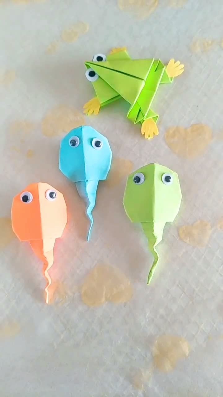 幼儿园手工亲子活动,小朋友都喜欢的折纸小蝌蚪来了,喜欢的爱心78