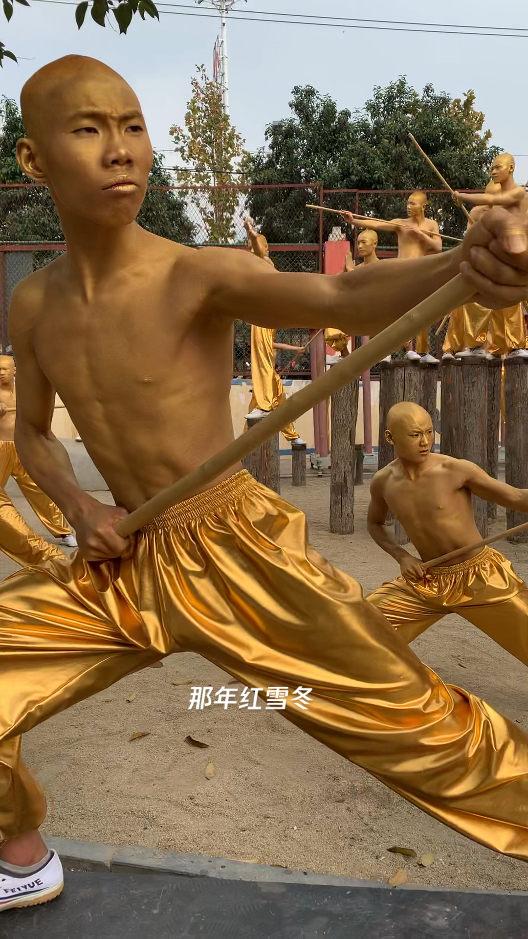 少林十八罗汉阵,步法,拳法,身法,棍法和桩功的基本练习.要练武不怕苦!