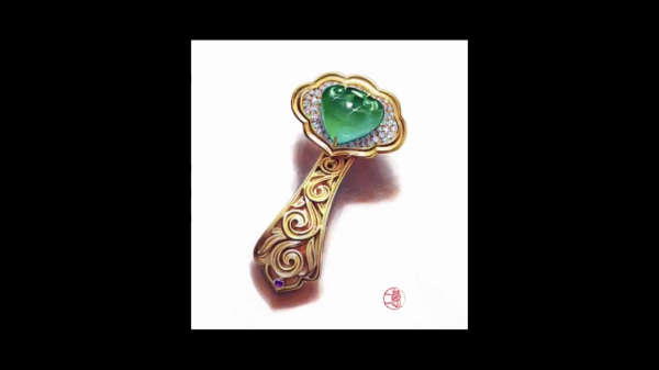 葱二马克笔彩铅插画 金玉如意