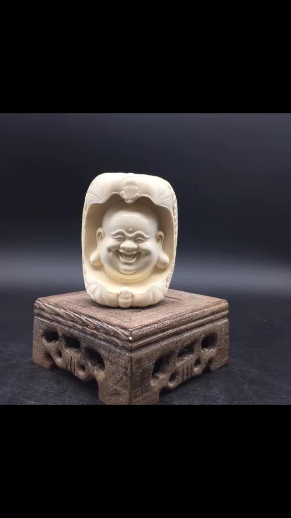 【福在眼前】金亮大师作品,选用极品猛犸象牙3a冰料,纯手工雕刻,开相