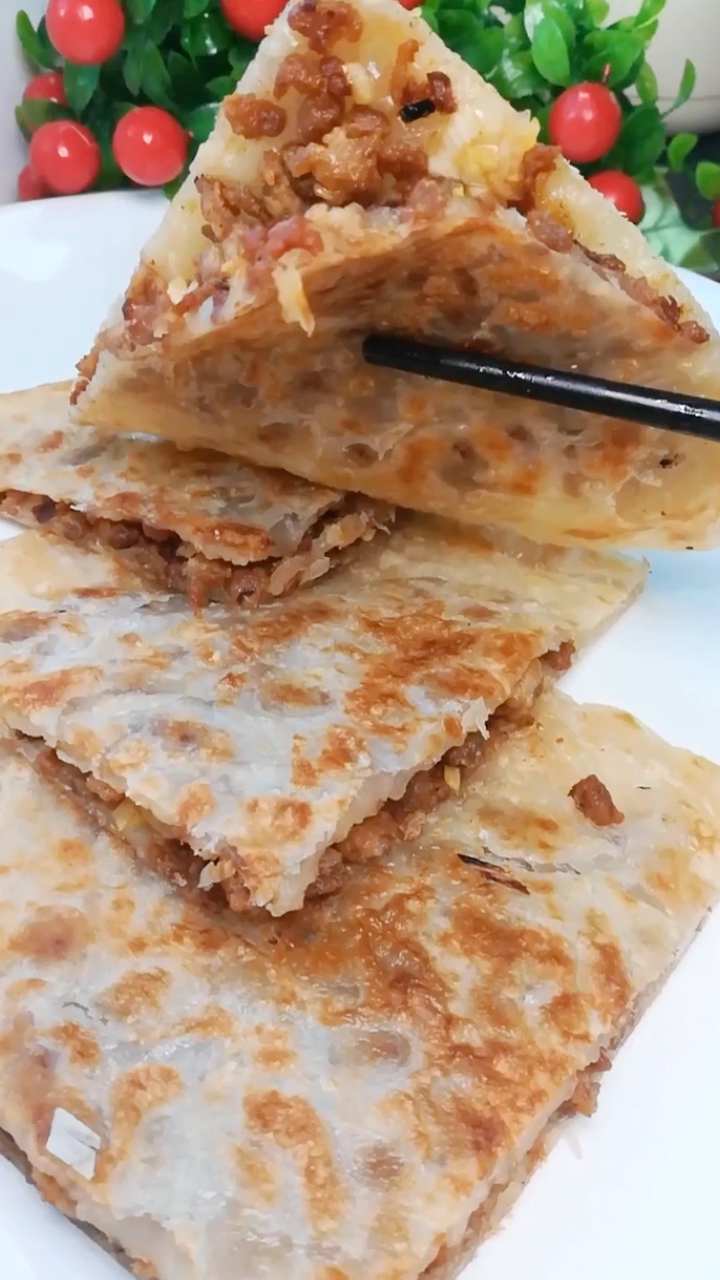 街边人气小吃油梭饼做法,香酥美味