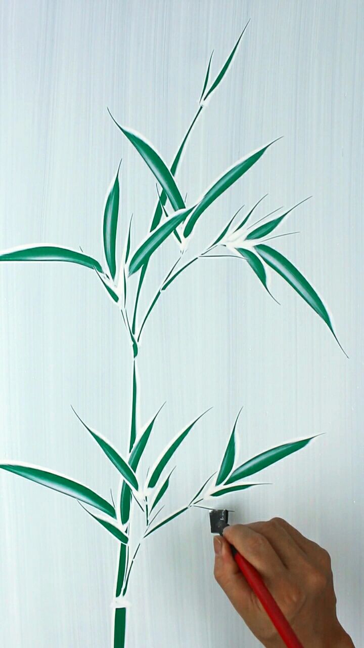 室内墙面装饰,漆画竹子特别漂亮,清新淡雅