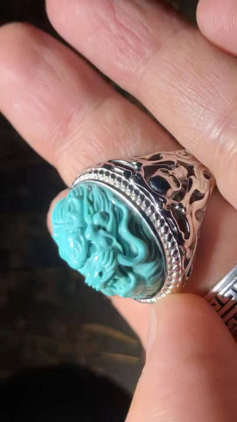 原矿绿松石龙戒