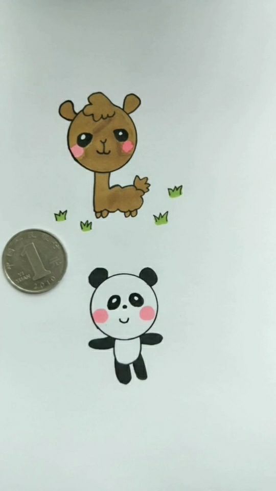 一元硬币画创意小动物《一》