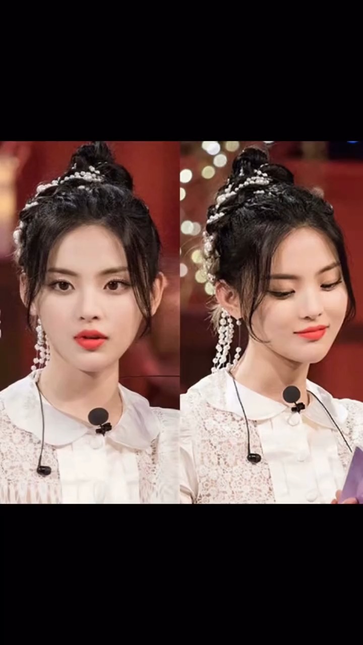 你们要的杨超越同款珍珠发带丸子头儿童版发型来啦明天周末又可以打扮