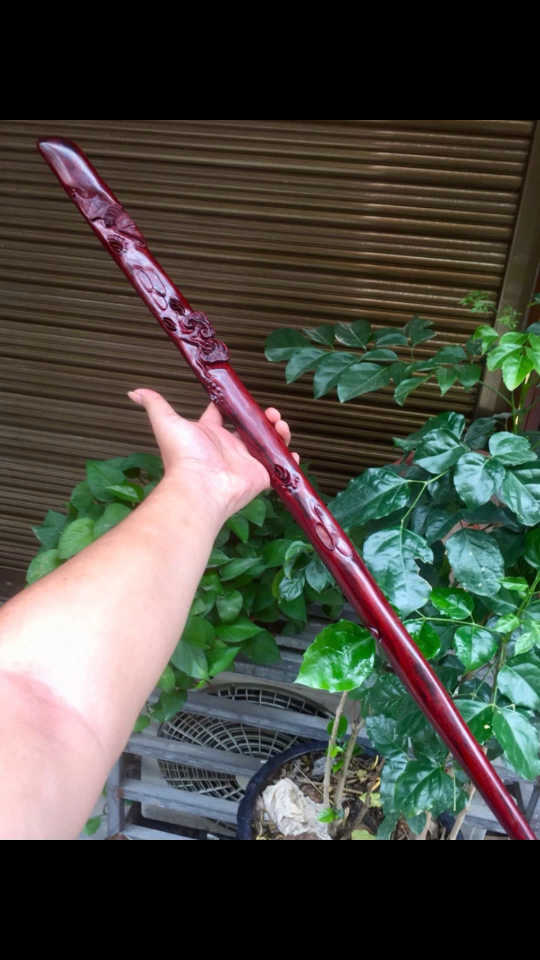 小叶紫檀精品拐杖《福寿双全》送礼佳品,一物一拍,0505