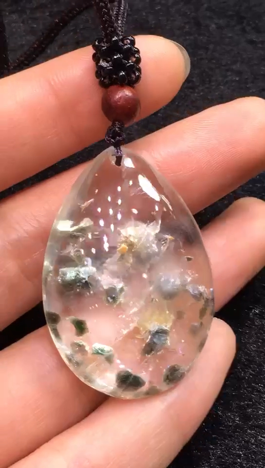 纯天然罕见绿碧玺 绿云母裸石吊坠,晶体干净,规格:39.2*27.