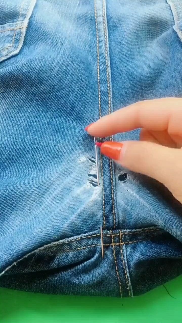 牛仔裤破了这样缝