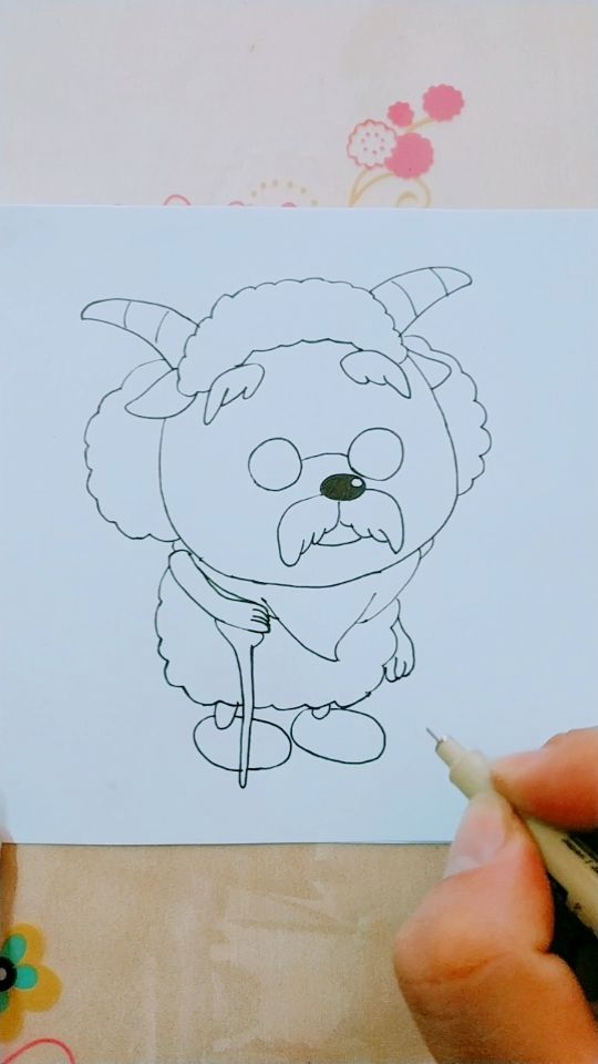 教你画村长慢羊羊简笔画