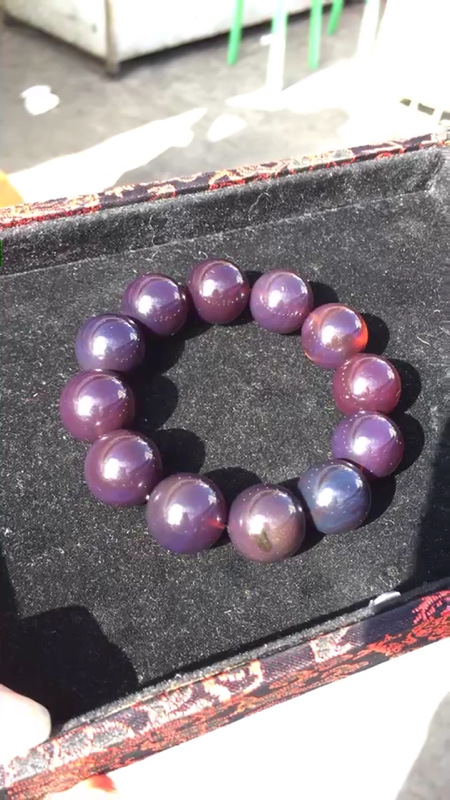 缅甸琥珀:超级紫罗兰手串