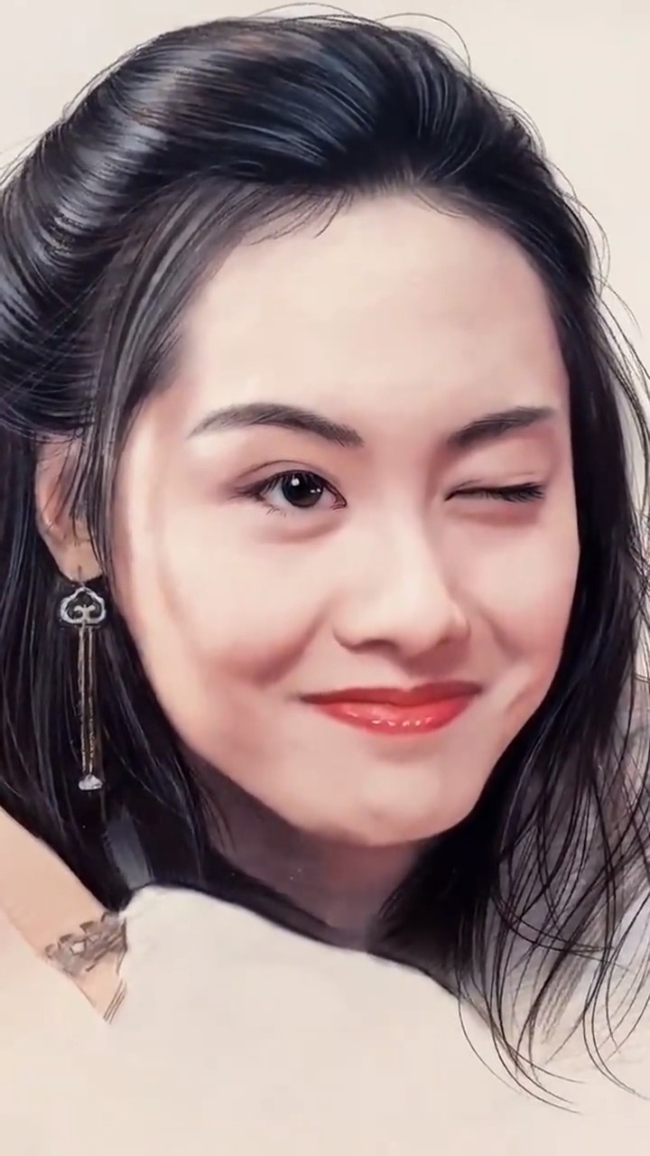 影星名场面之朱茵眨眼!#绘画